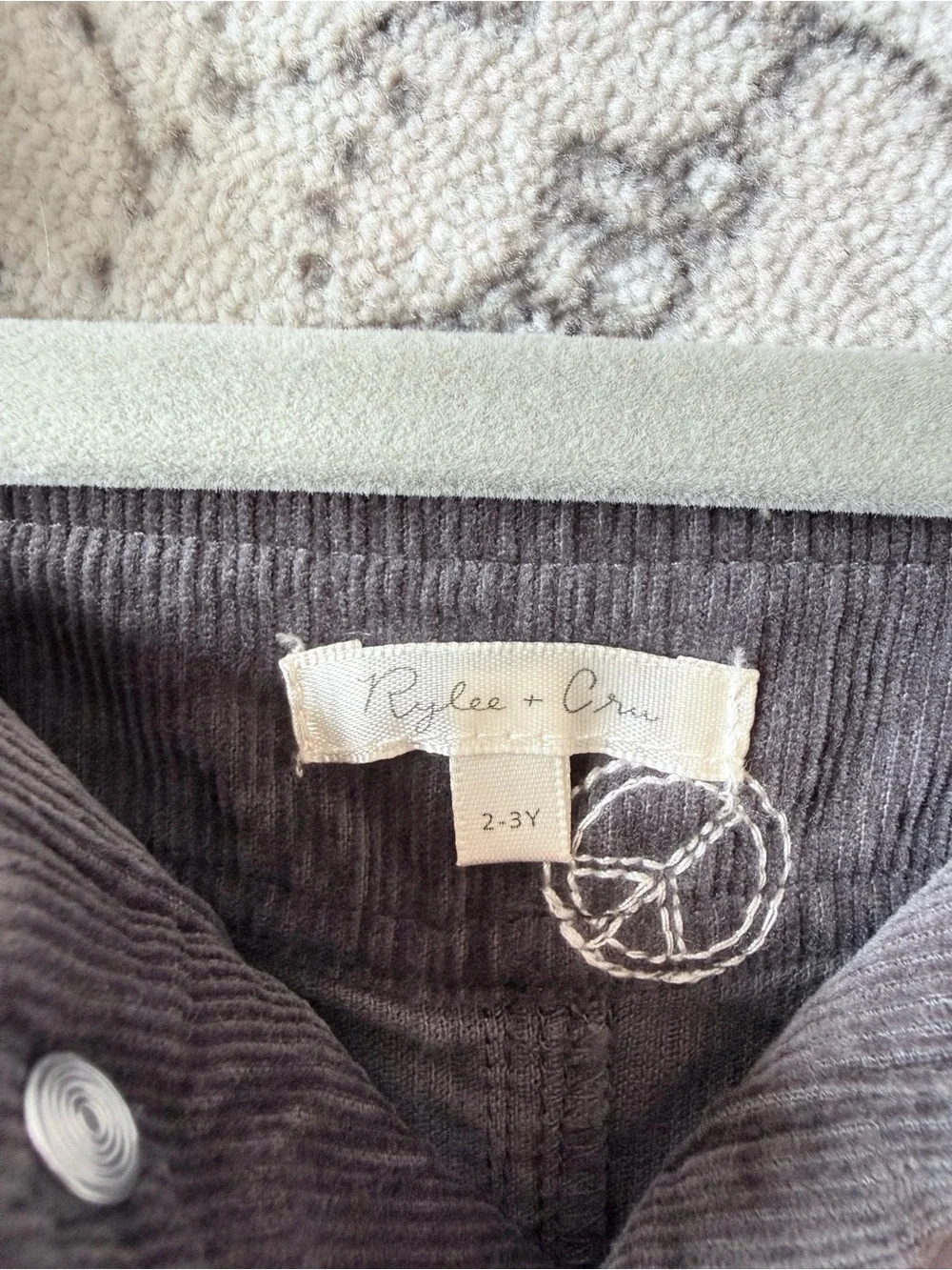 Rylee + Cru Gray Corduroy Button-Front Overall Dress